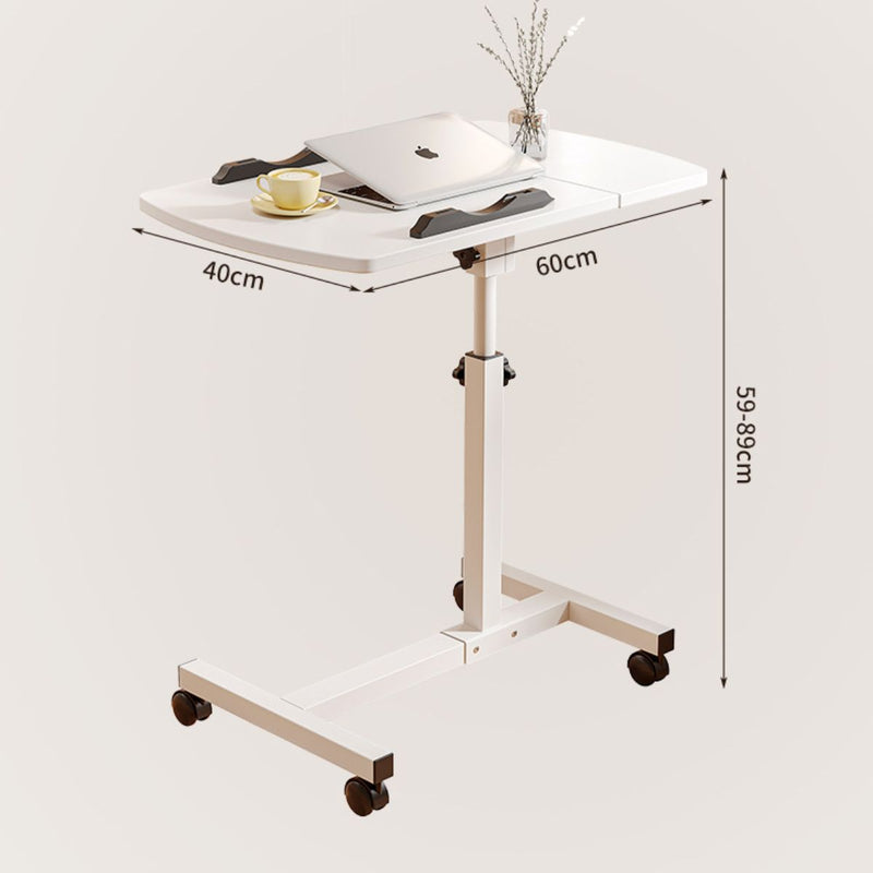 Mesa Auxiliar Plegable para Cama, Sofá y Laptop con Ruedas. Mesita Multifuncional con Altura Ajustable. Blanca (40+20x40cm)