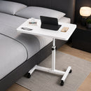 Mesa auxiliar de cama plegable con ruedas 360, altura graduable, versión reforzada blanca sin barras (30x50 cm)
