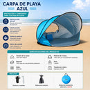 Carpa playera pop up automática con tapete antihumedad, ventana lateral y protección UV40+. Azul. Tolda Color Azul (130x130x105cm)