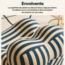 Sillón Ergonómico Moderno con Puff Redondo Sofá Lounge de Espuma Alta Densidad. Empacado al Vacío (102x118x90cm) Color Negro y Beige.