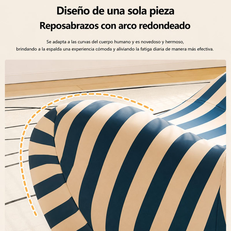 Sillón Ergonómico Moderno con Puff Redondo Sofá Lounge de Espuma Alta Densidad. Empacado al Vacío (102x118x90cm) Color Negro y Beige.