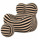 Sillón Ergonómico Moderno con Puff Redondo Sofá Lounge de Espuma Alta Densidad. Empacado al Vacío (102x118x90cm) Color Negro y Beige.