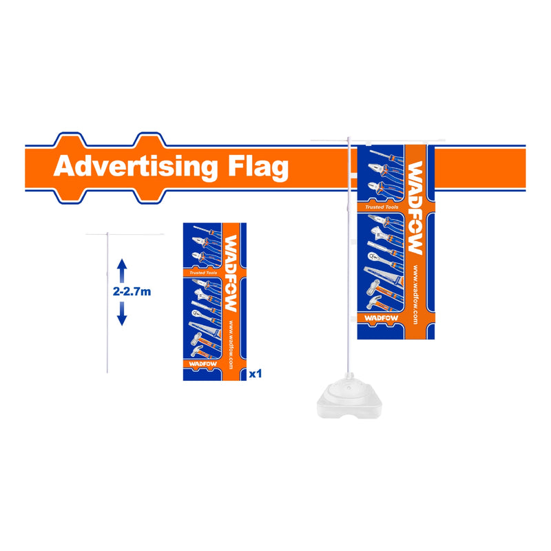 Bandera banderola Publicitaria de Wadfow Azul. Altura: 2-2.7m