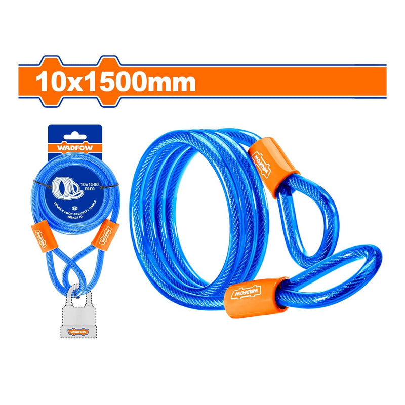 Cable Cadena De Seguridad De Doble Lazo 10X1500mm. Recubierto De PVC Trenzado. Ideal Para Bicicletas.