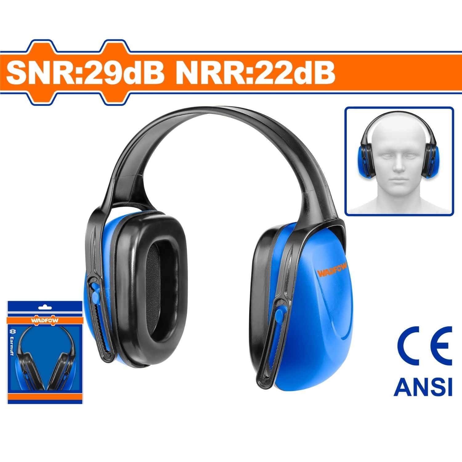 Protector de oídos. NRR:22dB. Almohadilla de espuma suave. Resistente a los impactos. Orejeras