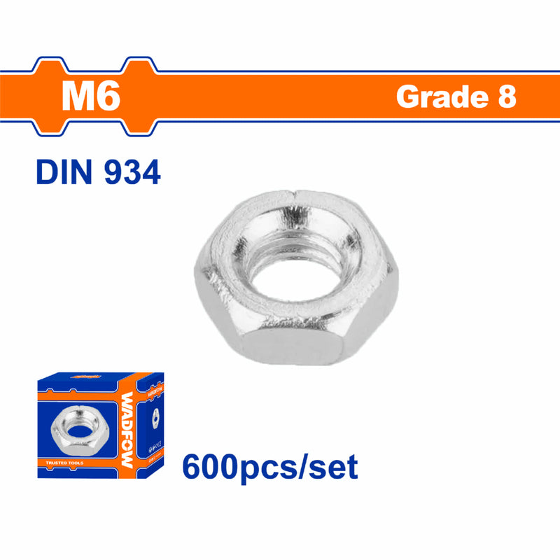 Tuercas Hexagonales Acero al Carbono. M6. Recubrimiento de Zinc. Set 600 pzas.