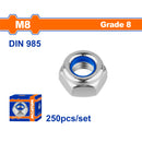 Tuercas de Seguridad Inserto de Nylon. Acero al carbono M8. Galvanizado. 250 pzas.