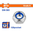 Tuercas de Seguridad Inserto de Nylon. Acero al carbono M10. Galvanizado. 120 pzas.