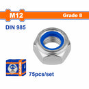 Tuercas de Seguridad Inserto de Nylon. Acero al carbono M12. Galvanizado. 75 pzas.