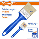 Brocha para pintar 50mm(2"). Cerdas 100% PET. Pintura a base de agua. Long: 44mm. Grosor: 8mm.