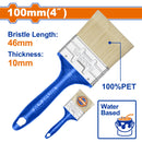 Brocha para pintar 100mm(4"). Cerdas 100% PET. Pintura a base de agua. Long: 46mm. Grosor:10mm.