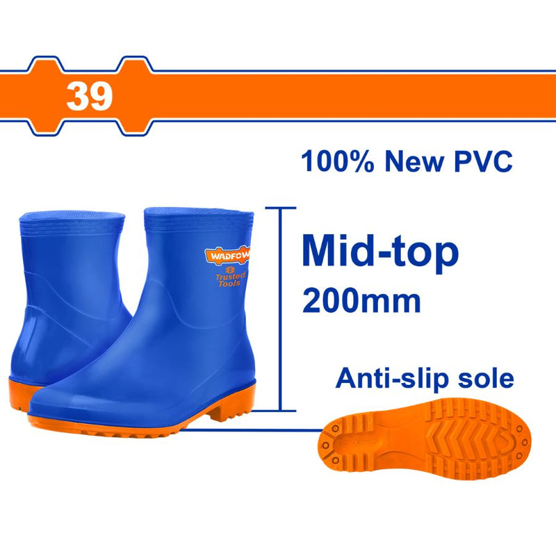 Botas de Caucho Corte Medio talla 39 100% PVC. Resistentes a Aceites, Acidos y a la Alcalinidad. Par