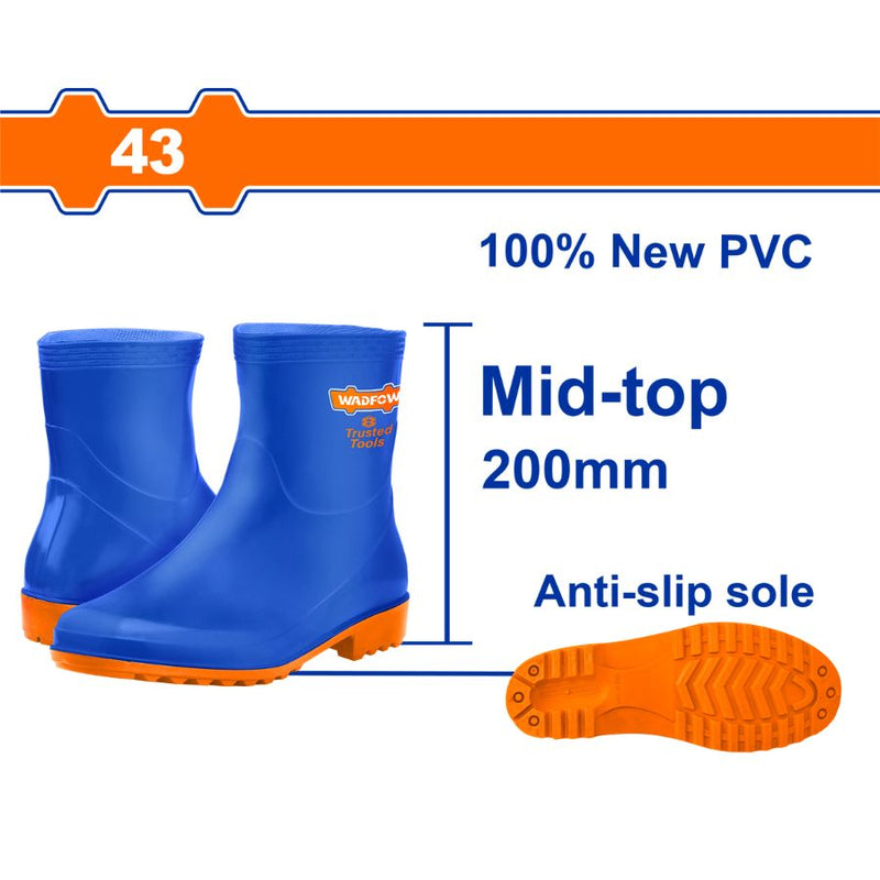 Botas de Caucho Corte Medio Talla 43. 100% PVC. Resistentes a Aceites, Acidos y a la Alcalinidad. Par