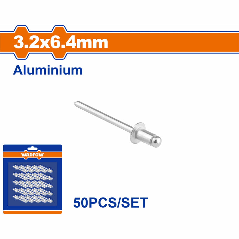 Remache de aluminio y acero al carbono 3.2x6.4mm (50 piezas)