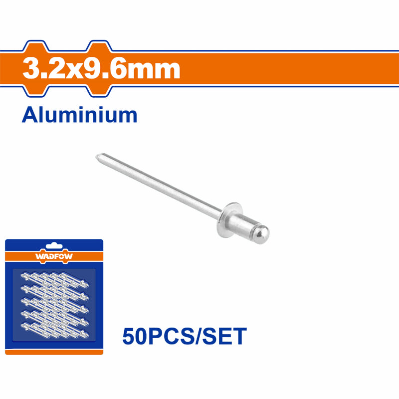 Remache de aluminio y acero al carbono 3.2x9.6mm (50 piezas)