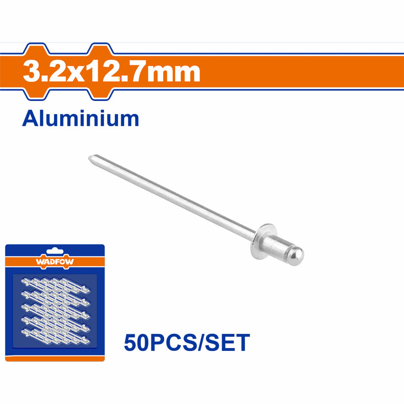 Remache de aluminio y acero al carbono 3.2x12.7mm (50 piezas)