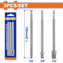 Adaptadores para sockets hexagonal 1/4", 3/8", 1/2". Material 50BV30. Set de 3 piezas.