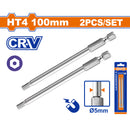 Puntas de Destornillador Hexagonal Torx HT4 100mm díametro 5mm Cr-V Punta magnética. Set de 2 piezas.