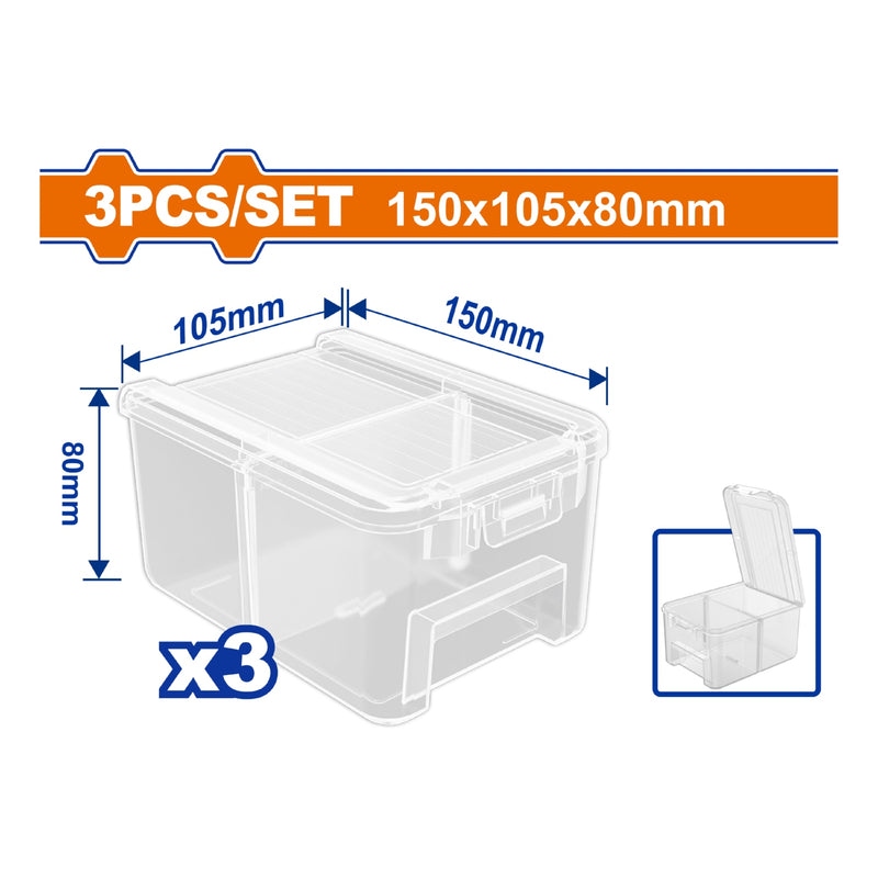 Cajas Organizadoras De Plástico Con Compartimientos. 150X105x80mm. Incluye  3 Divisiones.
