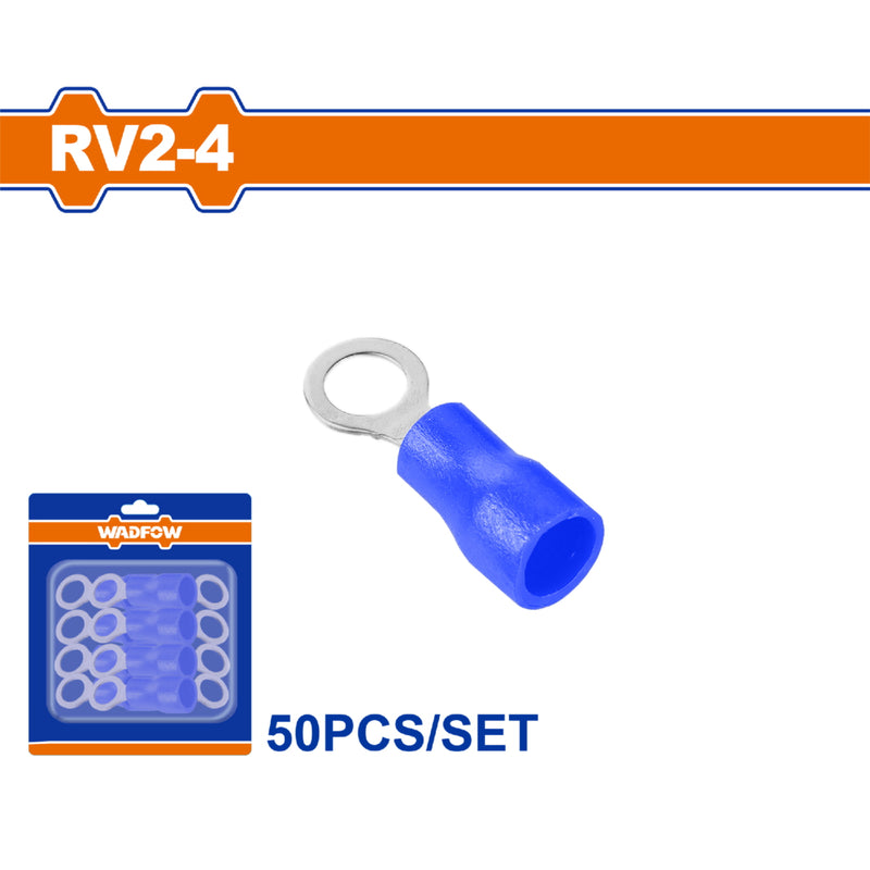 Terminales conectores para cables eléctricos RV2-4 Set 50 pzas Color Azul Crimpado eléctrico.