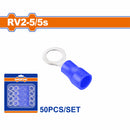Terminales conectores para cables eléctricos RV2-5 Set 50 pzas Color Azul Crimpado eléctrico.