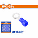 Terminales conectores para cables eléctricos RV2-6 Set 50 pzas Color Azul Crimpado eléctrico.