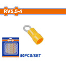 Terminales conectores para cables eléctricos RV5.5-4 Set 50 pzas Color Amarillo Crimpado eléctrico.