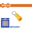Terminales conectores para cables eléctricos RV5.5-5 Set 50 pzas Color Amarillo Crimpado eléctrico.