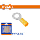 Terminales conectores para cables eléctricos RV5.5-8 Set 50 pzas Color Amarillo Crimpado eléctrico.