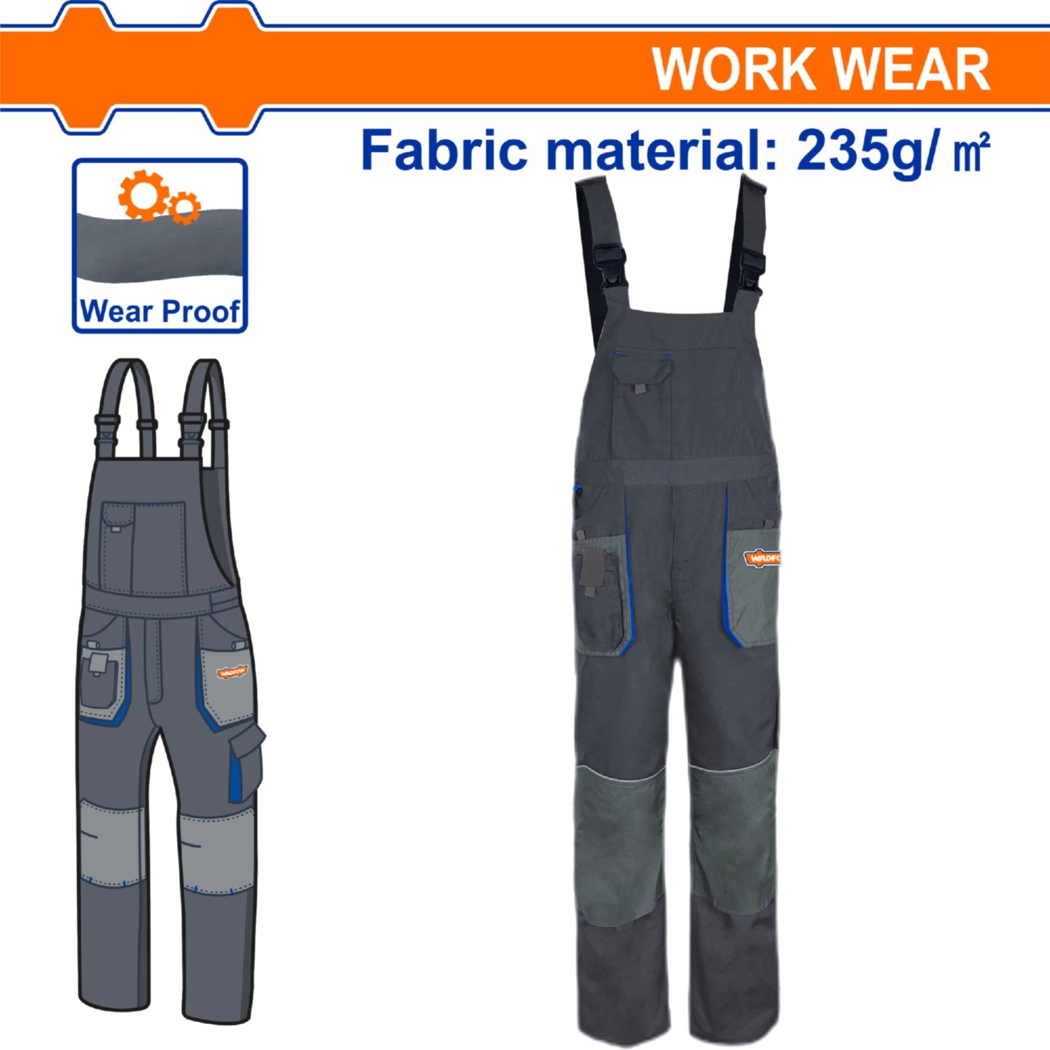 Overoles de Trabajo con material reflectante y bolsillos. Color gris