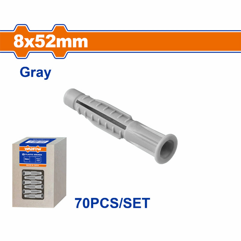 Tacos de plástico 8x52mm Gris. Set 70 pzas.