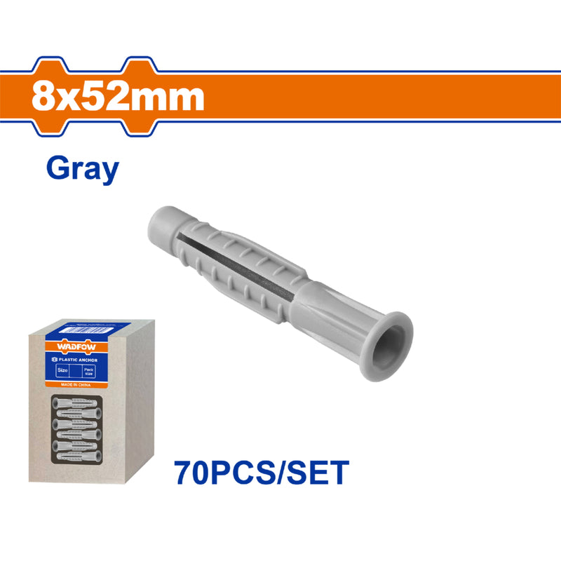 Tacos de plástico 8x52mm Gris. Set 70 pzas.