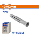 Tacos de plástico 10x62mm Gris. Set 40 pzas.