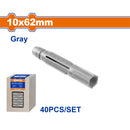 Tacos de plástico 10x62mm Gris. Set 40 pzas.