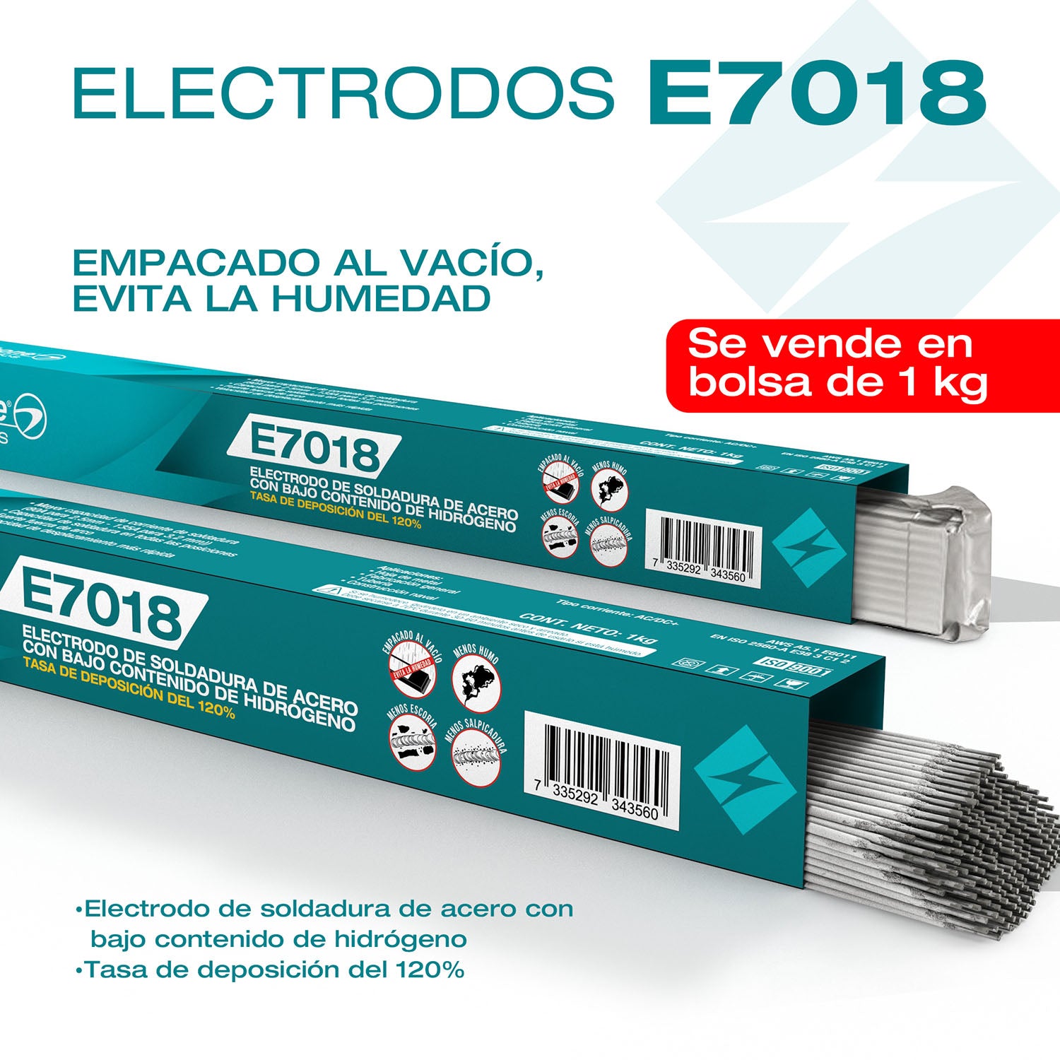 Electrodos 7018 para soldar Super 1/8" 3.2mm Carbone Bolsa al vacio ( 1kg )