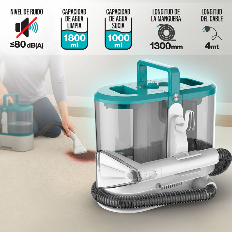 Aspiradora de Agua Spot Cleaner Limpieza de alfombras y tapicería. Portátil,  500W, 120 V, 60 Hz, 1.8 L, Poder de succión 13 kPa. Incluye Dos escobillas. Quita manchas