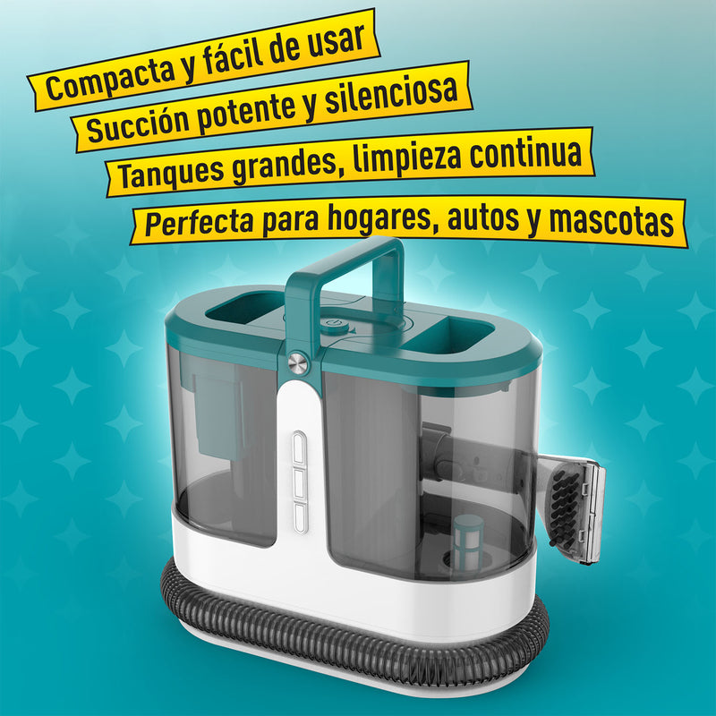 Aspiradora de Agua Spot Cleaner Limpieza de alfombras y tapicería. Portátil,  500W, 120 V, 60 Hz, 1.8 L, Poder de succión 13 kPa. Incluye Dos escobillas. Quita manchas