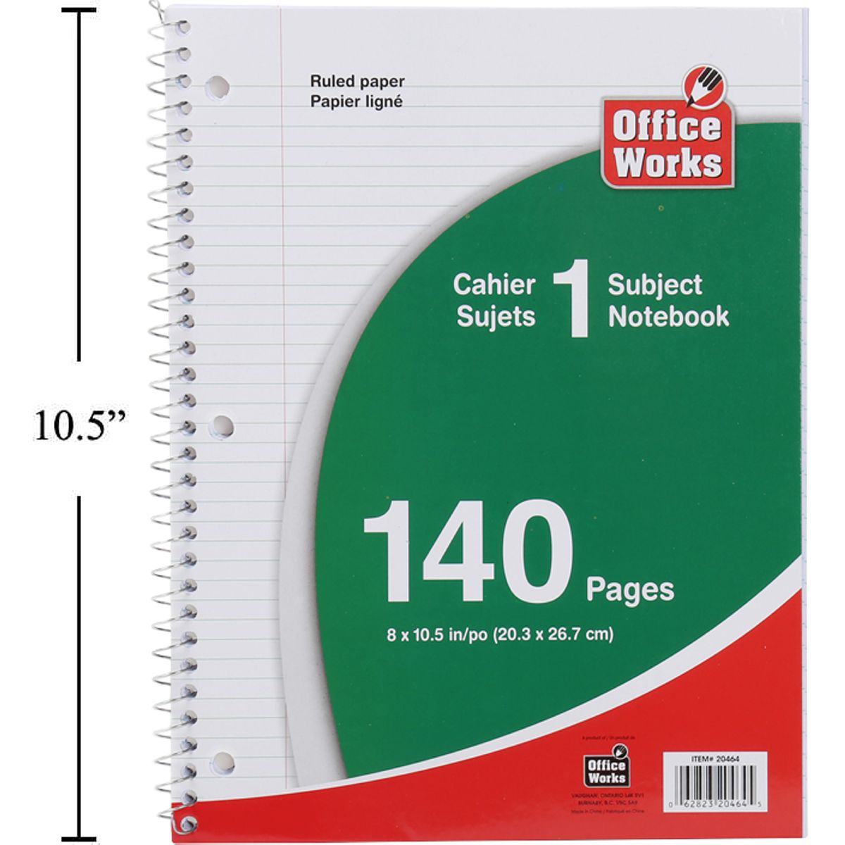 Libreta de notas con resorte de 140-P de 8x10,5 "