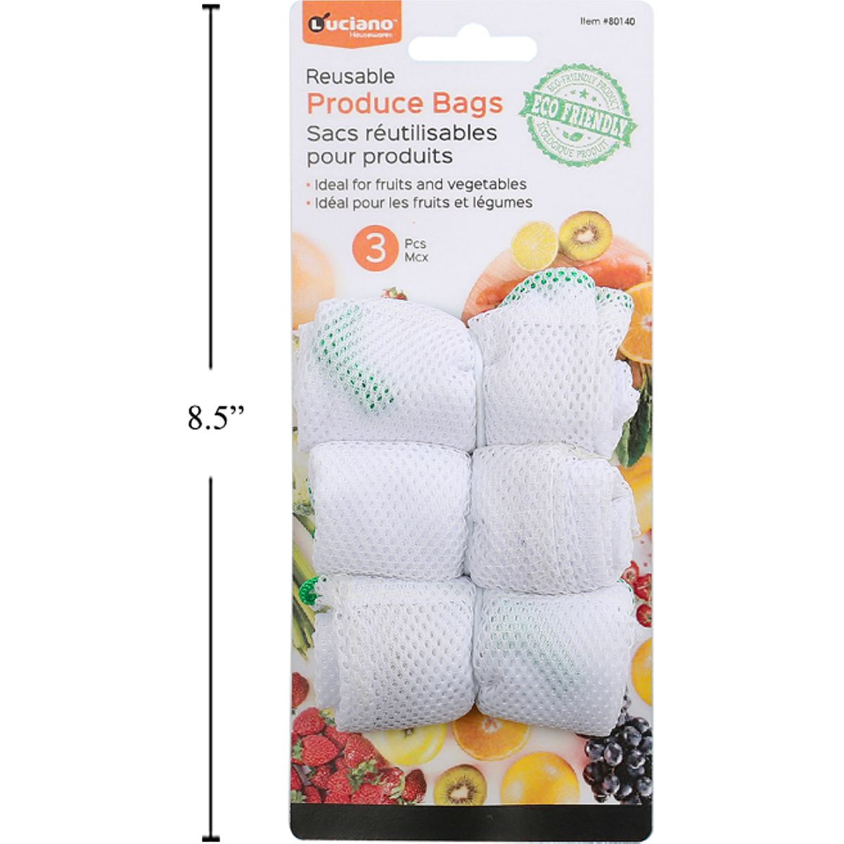 Bolsas reutilizables para productos agrícolas Luciano de 3 piezas