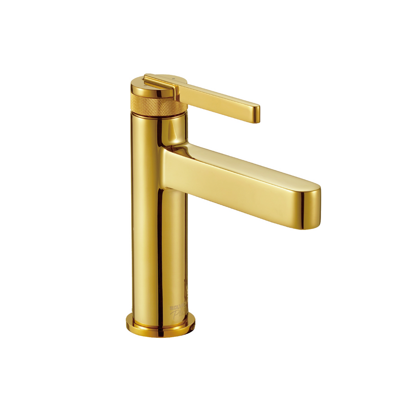 Llave De Lavamanos Individual. Color dorado. Grifo Para lavabo. Pluma Agua Fría Y Caliente. Altura De 17.5Cm. Garantía de por vida.