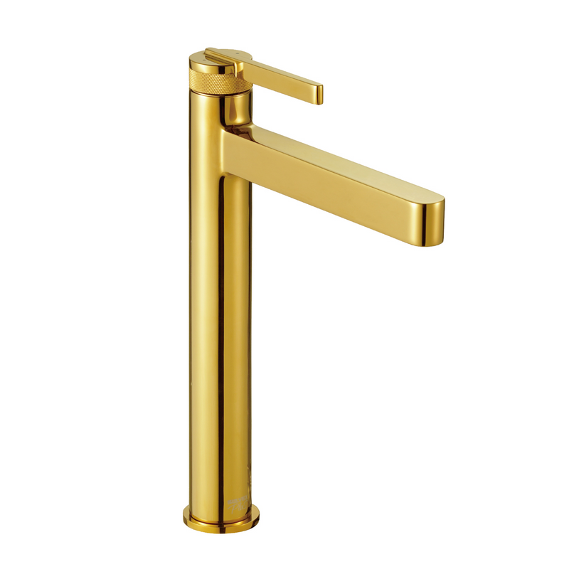 Llave De Lavamanos Individual. Color dorado. Grifo Para Lavamanos. Pluma Agua Fría Y Caliente. Altura De 30Cm. Garantía de por vida.