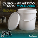 Cubo De Plástico 5 galones con tapa multiusos 20 Litros (5.28 galones). Ideal para líquidos, basura, pintura. Cubeta. Tanque.