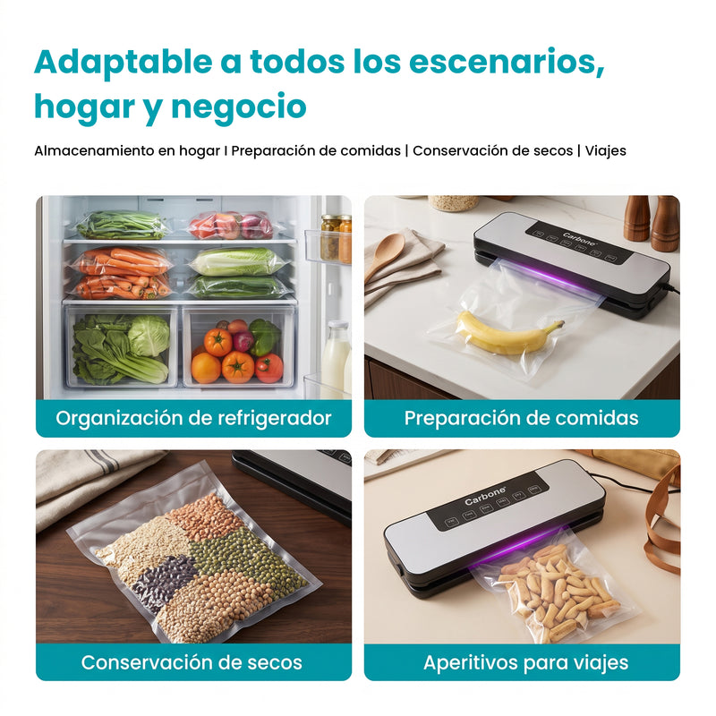 Selladora al Vacío 110W y 60 kPa con Sellado 30 cm. Máquina de Envasado de Alimentos con Panel Táctil Multifunción. Incluye 10 Bolsas