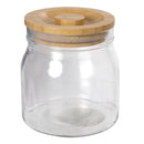 Frasco tarro de vidrio Luciano con tapa de madera, 4 "de diámetro x 4,25" de alto