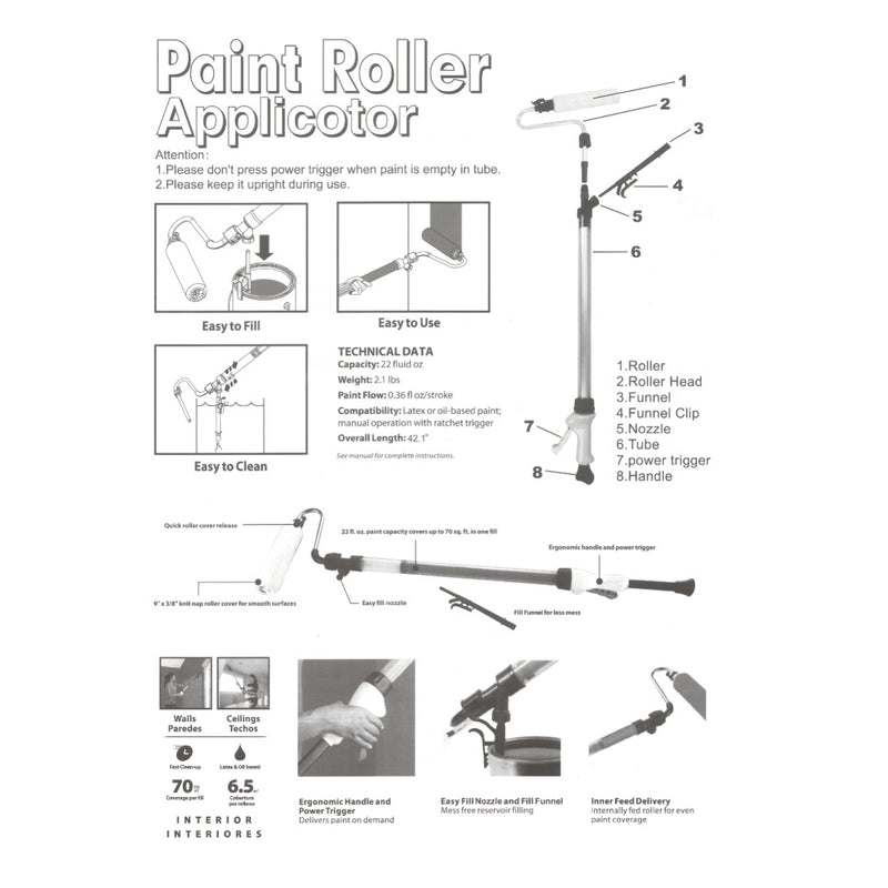 Repuesto Rodillo de pintar con inyección de pintura.