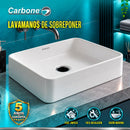 Lavamanos de Sobreponer Rectangular 48x37x13 cm Cerámica Sanitaria Premium, Diseño Moderno