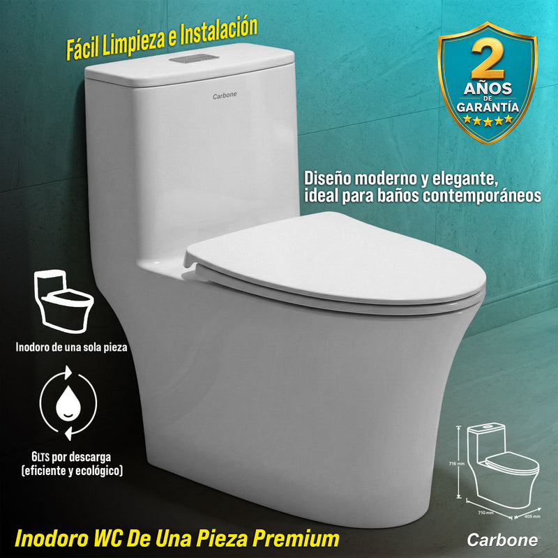 Inodoro WC de Una Pieza Premium Diseño Moderno Minimalista, Alta Calidad y Fácil Limpieza e instalación