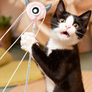 Juguete para gato varita de algodon y cintas. Color Gris. Tamaño 50cm