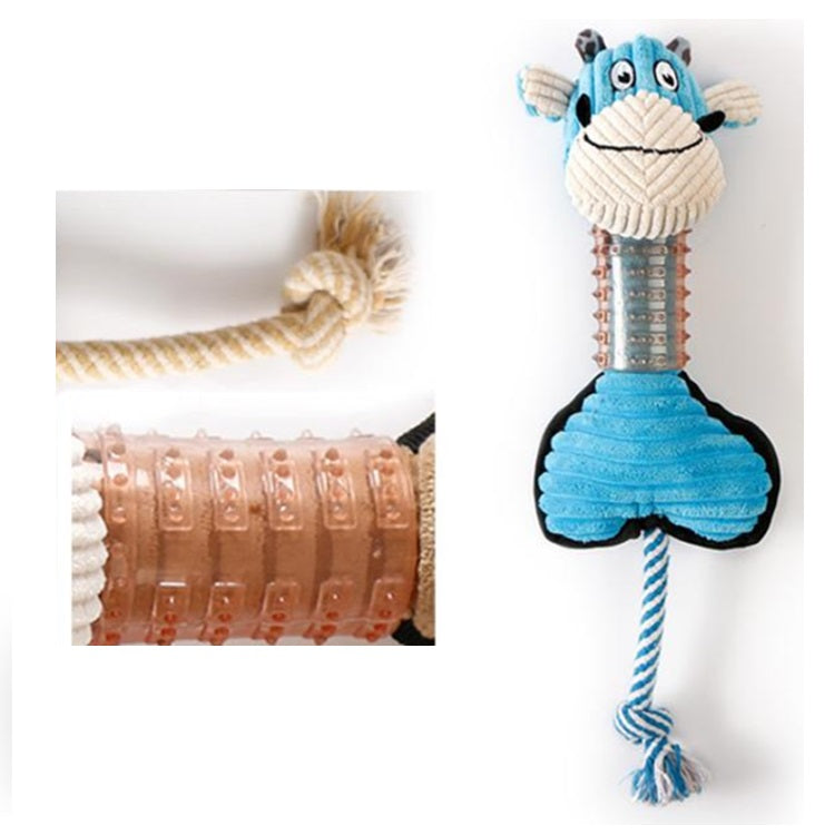 Juguete para Perro de Peluche masticable y funciona para limpieza dental. Color Azul.