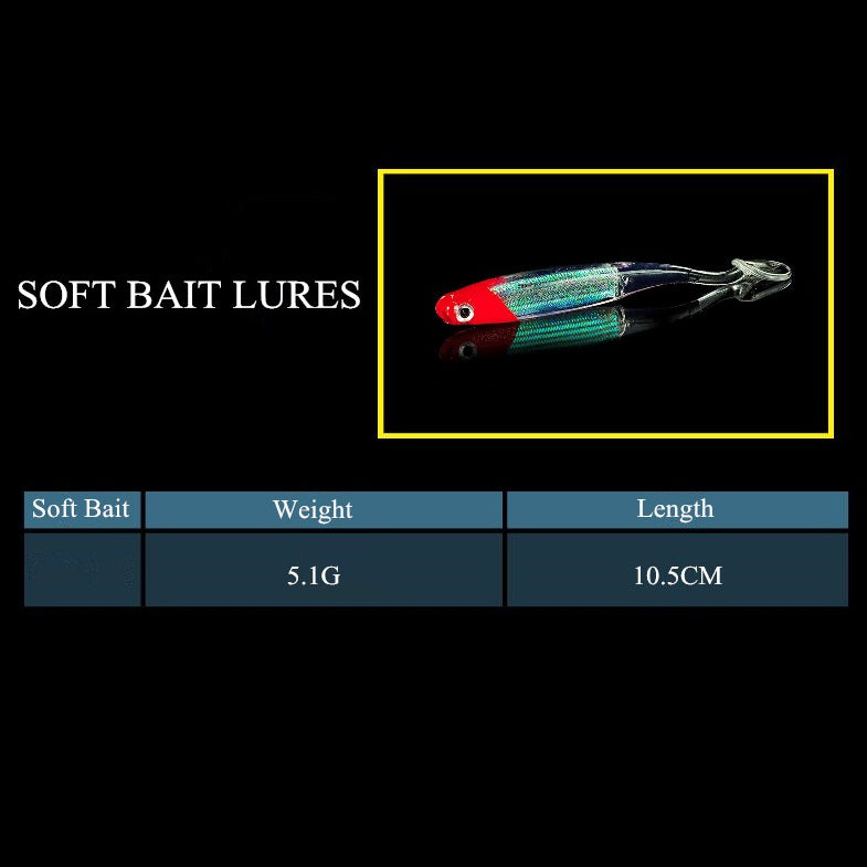 Señuelo de goma 10.5 cm suave 5 Uds. Color azul con cabeza roja